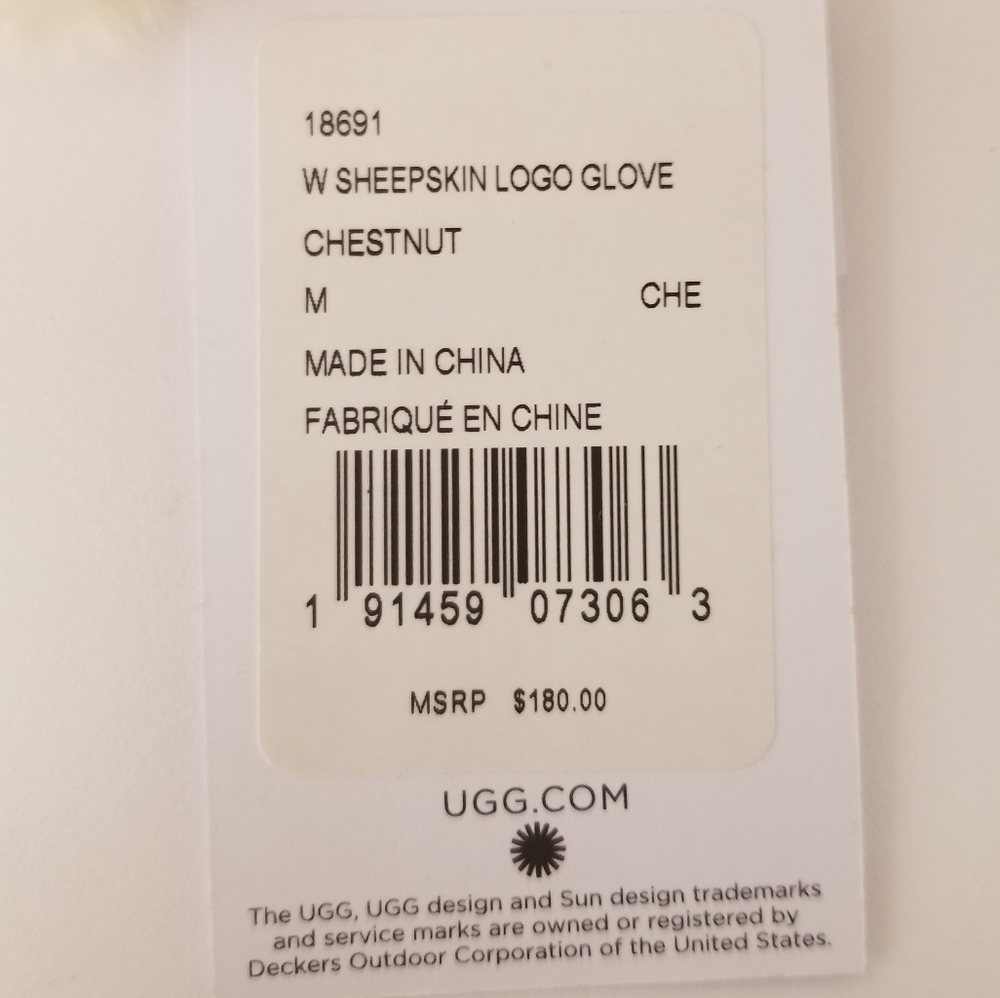 UGG Women's Sheepskin Logo Glove Chestnut - Picture 4 of 6